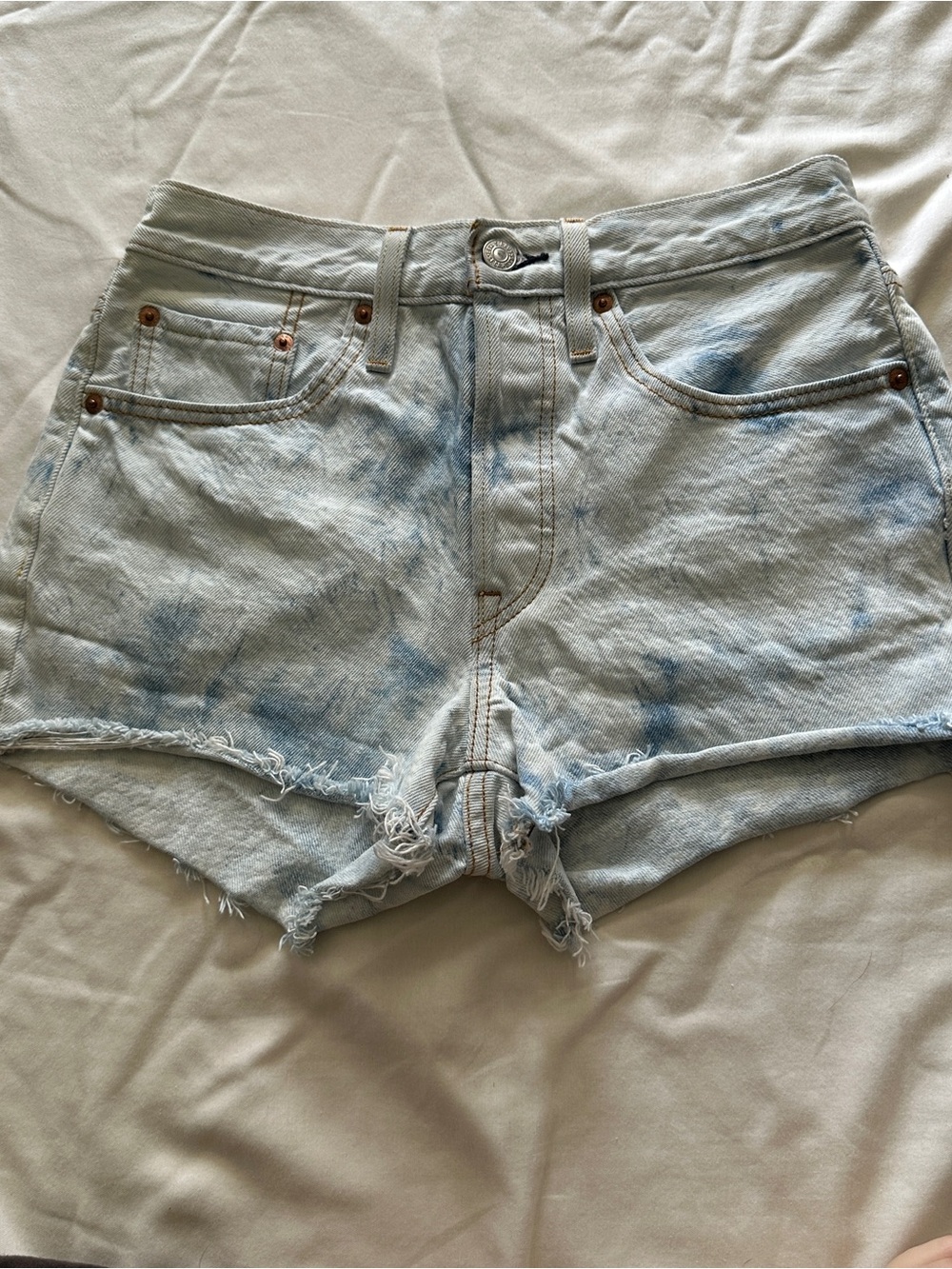 Levi's Light Blue Tie-Dye Denim Cutoff Shorts
